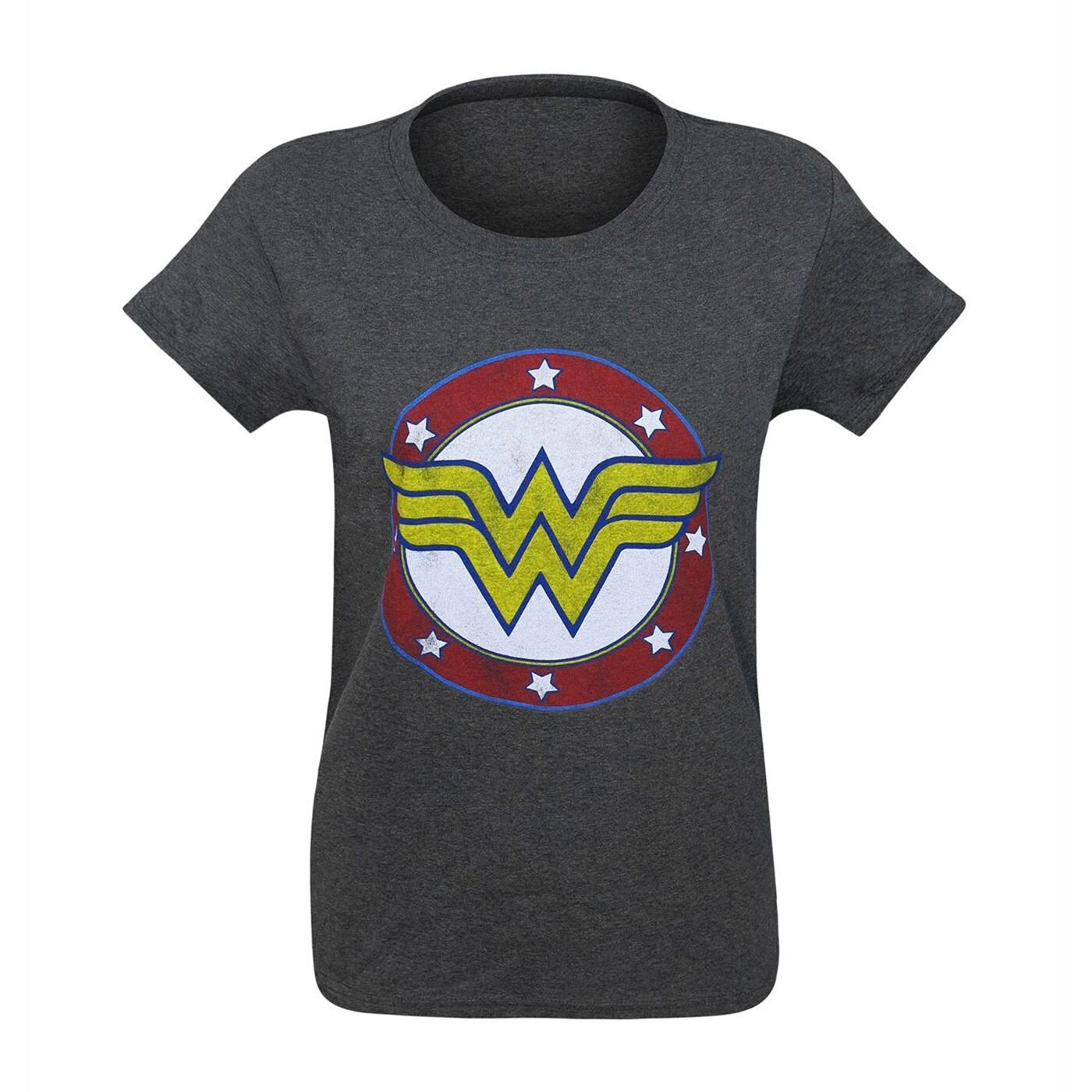 WONDER WOMAN SYMBOLS &amp; STARS TEE | HEATHER-CHARCOAL  - WOMEN