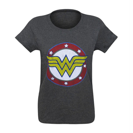 WONDER WOMAN SYMBOLS &amp; STARS TEE | HEATHER-CHARCOAL  - WOMEN