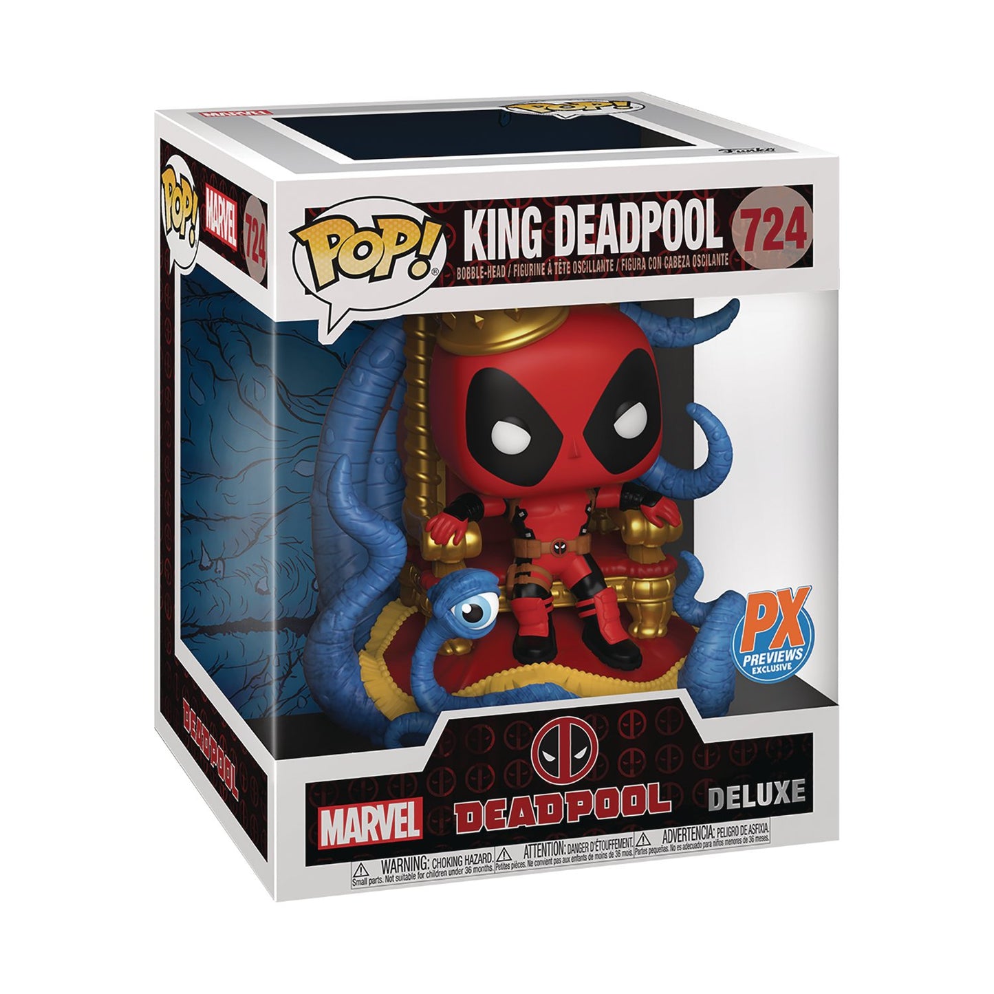 POP DELUXE MARVEL HEROES KING DEADPOOL ON THRONE PX VIN FIG
