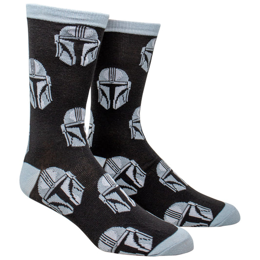 STAR WARS THE MANDALORIAN  HELMET ALL OVER PRINT CREW SOCKS