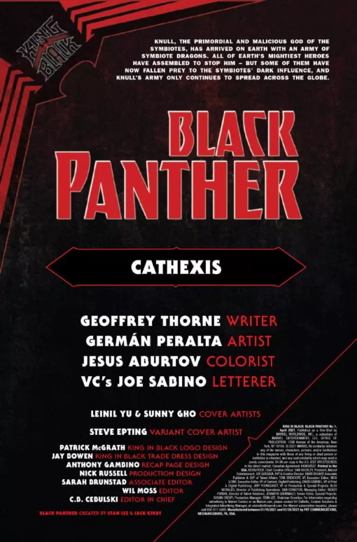 KING IN BLACK: BLACK PANTHER #1  (ONE SHOT) +  BONUS DIGITAL EDITION
