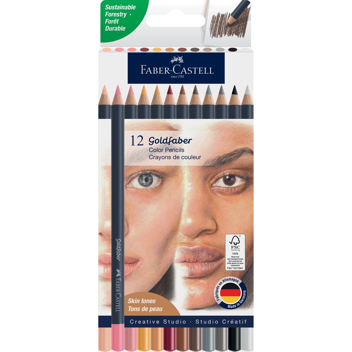 Goldfaber Color Pencils, Box of 12 Skin Tones